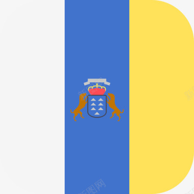 加那利群岛国际旗帜3圆形方形图标图标