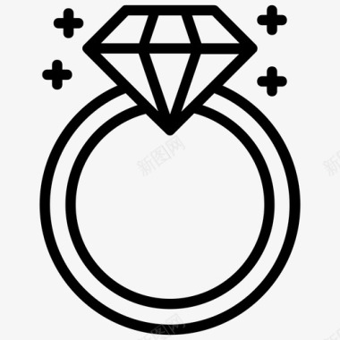钻戒订婚戒指珠宝收藏图标图标
