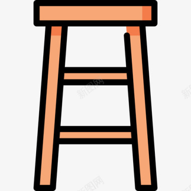 木椅家居用品3线性颜色图标图标