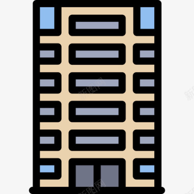 号楼公寓4号楼线性颜色图标图标