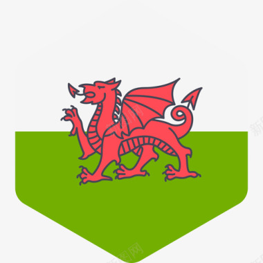 威尔士国际国旗2六边形图标图标