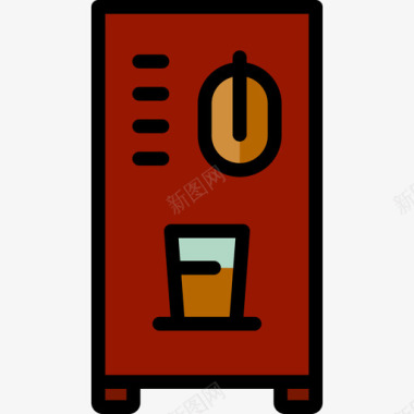 流动咖啡自动咖啡和早餐3线性颜色图标图标