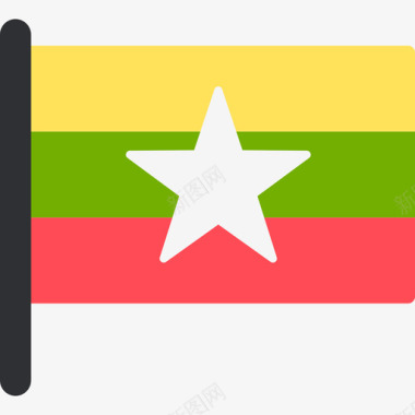 缅甸国际国旗5桅杆图标图标