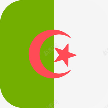 阿尔及利亚国际国旗3圆形方形图标图标