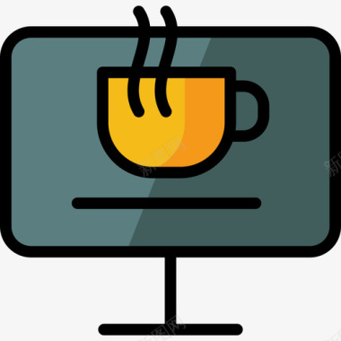 电视咖啡和早餐3线性颜色图标图标