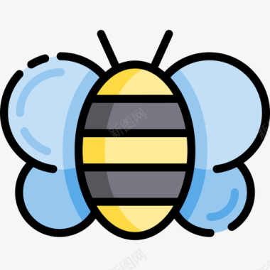蜜蜂春天8号线形颜色图标图标