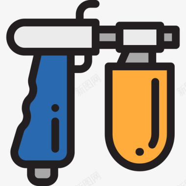 制造钱币喷枪制造线性颜色图标图标