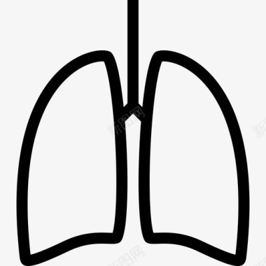 鸡肺肺医学和牙科2线状图标图标