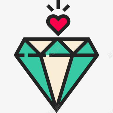 钻石情人节13线性颜色图标图标