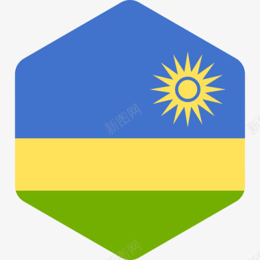 卢旺达国际国旗2六边形图标图标