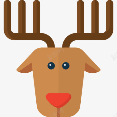 驯鹿驯鹿圣诞节平坦图标图标