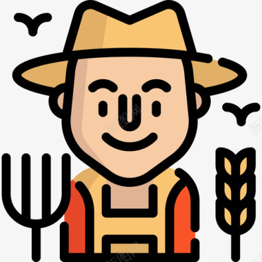 农民农民职业和工作3线性颜色图标图标