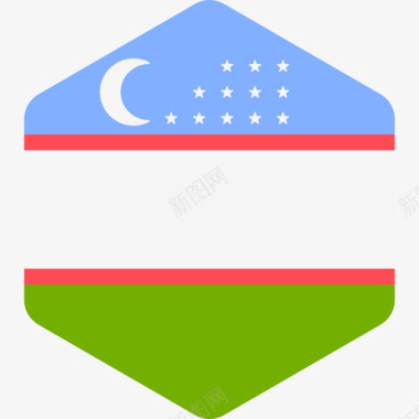 矢量乌兹别克斯坦国际旗帜2六边形图标图标