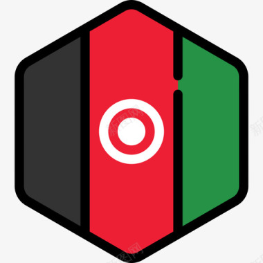 阿富汗旗帜收藏5六边形图标图标