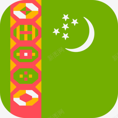 3d土库曼斯坦国际国旗3圆形方形图标图标