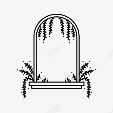 绿化的植物窗户涂鸦房子图标图标