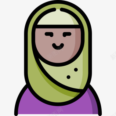 阿拉伯妇女妇女节2线性颜色图标图标