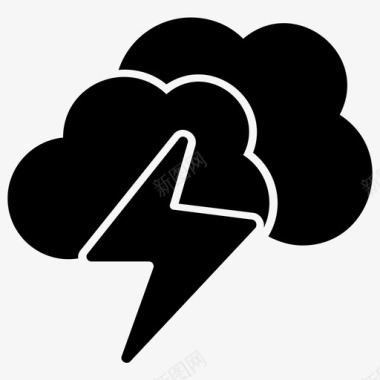 矢量扁平闪电天气图标雷雨坏天气闪电云图标图标