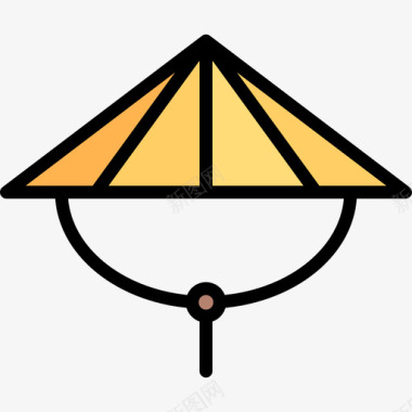 竹帽瓷器5线颜色图标图标
