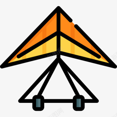 悬挂式滑翔机冒险运动7线性颜色图标图标