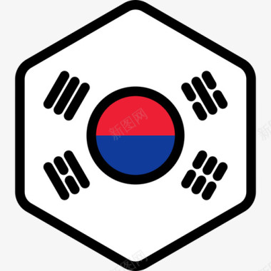 韩国国旗收藏5六边形图标图标