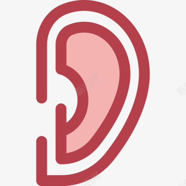 耳朵健康和医疗7红色图标图标