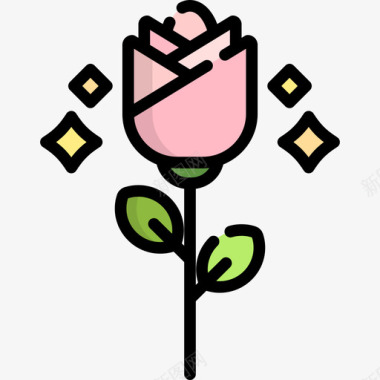 玫瑰情人节20线形颜色图标图标