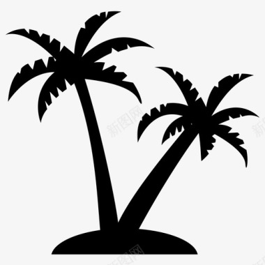 椰子树棕榈树椰子树椰子树实心图标图标