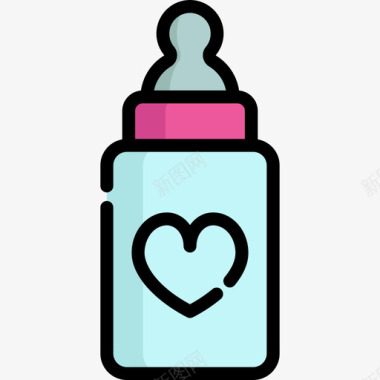 奶瓶母亲节6线性颜色图标图标
