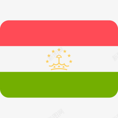 塔吉克斯坦国际国旗6圆形矩形图标图标