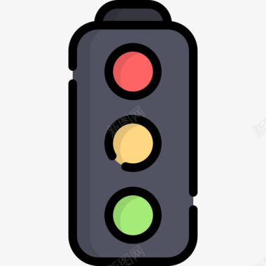 交通灯电子和网络元素集合2线颜色图标图标