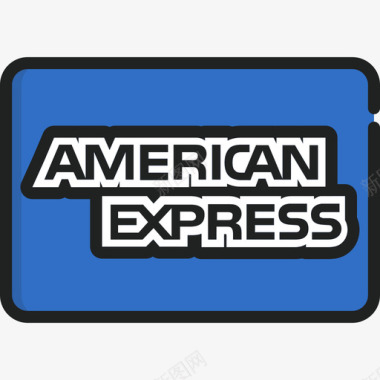 美国运通信用卡3线性彩色图标图标
