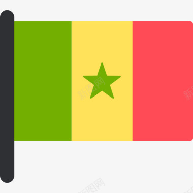 塞内加尔国际国旗5桅杆图标图标