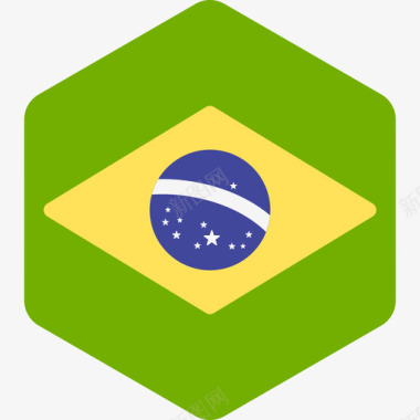 巴西国际国旗2六边形图标图标