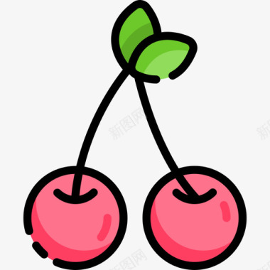 樱桃剪影图标矢量设计樱桃春季8线形颜色图标图标
