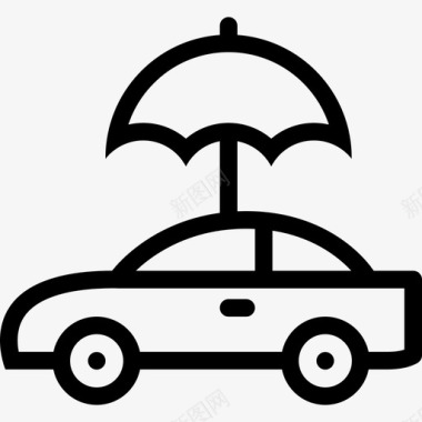 汽车天气和保险2直线型图标图标