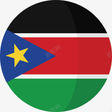南苏丹3号旗圆形平坦图标图标