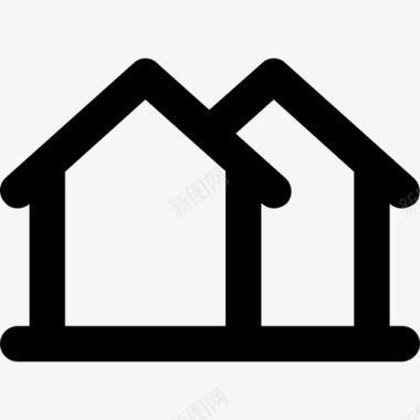 房屋建筑物和家具粗体圆形图标图标