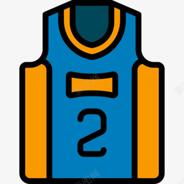 篮球icon篮球运动衫运动装备3线性颜色图标图标