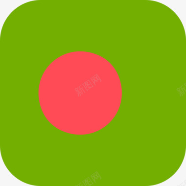 方形孟加拉国国际国旗3圆形方形图标图标