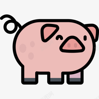 猪川维动物3线性颜色图标图标