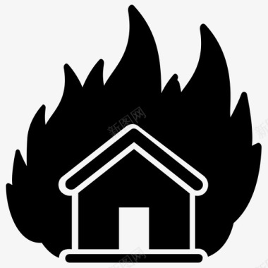 自然火灾燃烧的房子火灾房屋火灾图标图标