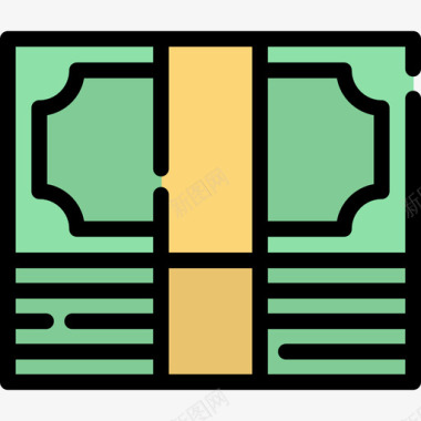 沙发床实物金钱图标实物资产4线性颜色图标
