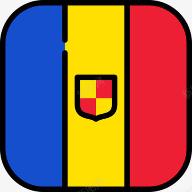 黄色系列安道尔国旗系列6圆形方形图标图标