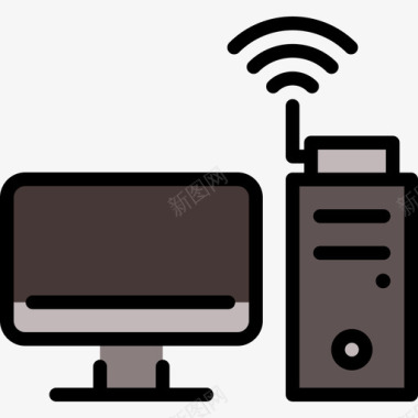 Wifi信号通信和媒体3线性彩色图标图标