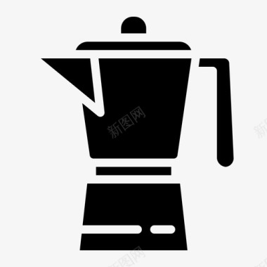 手咖啡壶莫卡壶咖啡固体图标图标