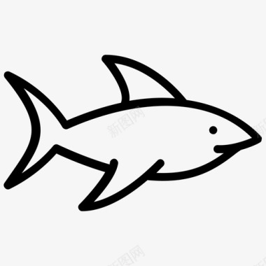 鲨鱼危险鱼类海洋生物图标图标