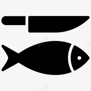 鱼和刀切鱼食物图标图标