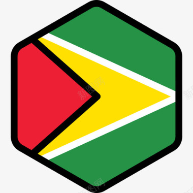 圭亚那旗帜系列5六边形图标图标