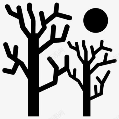 干旱秋树裸树图标图标